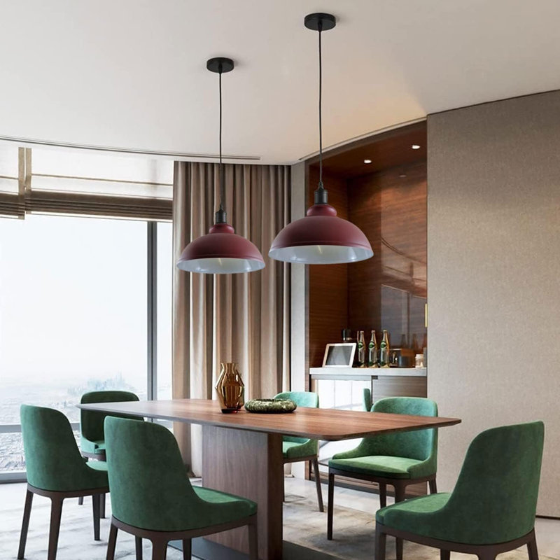 1 - Light Dome Pendant, Burgundy