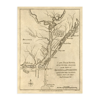 " Vintage 1781 Cape Fear River Region Map "