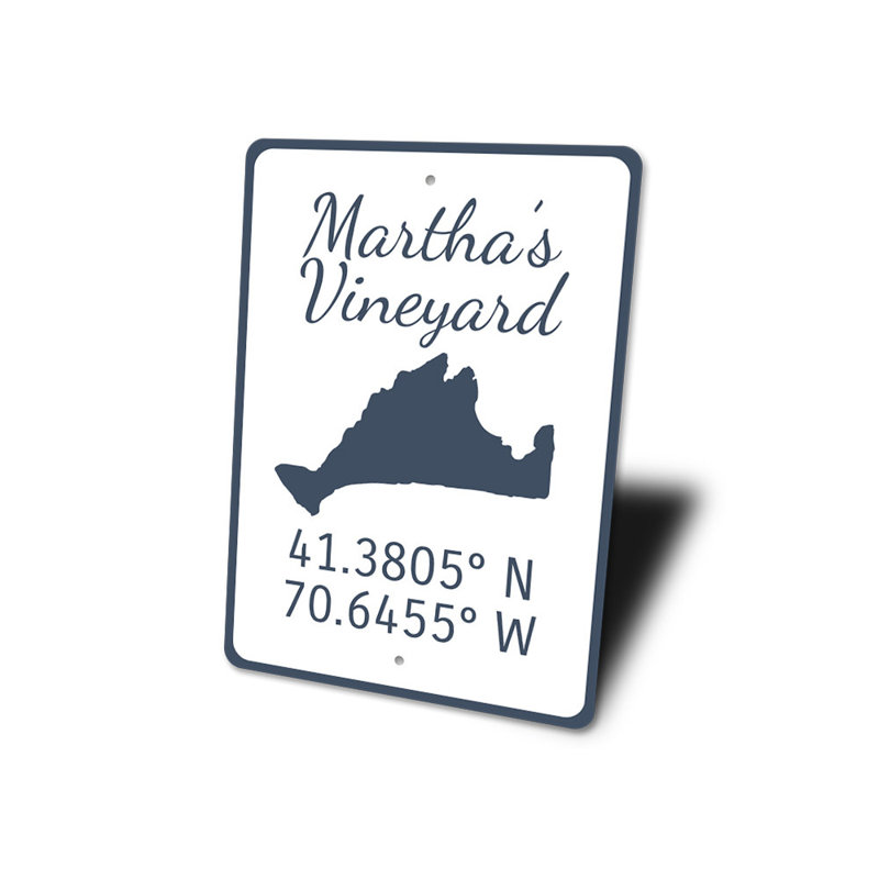 Enseigne en aluminium Marthas Vineyard, H 14 po x l 10 po x P 0,04 po