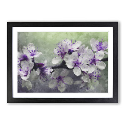 White and Purple Blossoms Painting - Picture Frame Graphic Art