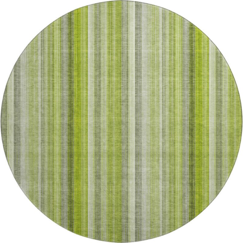 Premium Machine Washable Cerrito AMF543 Green Rug, Round 8'