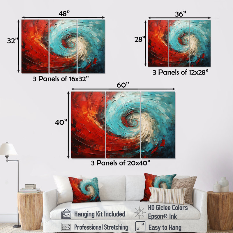 Cheryel - Abstract Spirals Canvas Art Set, 40" H x 60" W x 1" D
