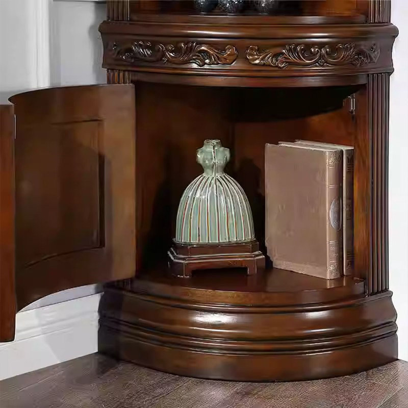 Armoire de coin en bois massif brun noisette, Brun