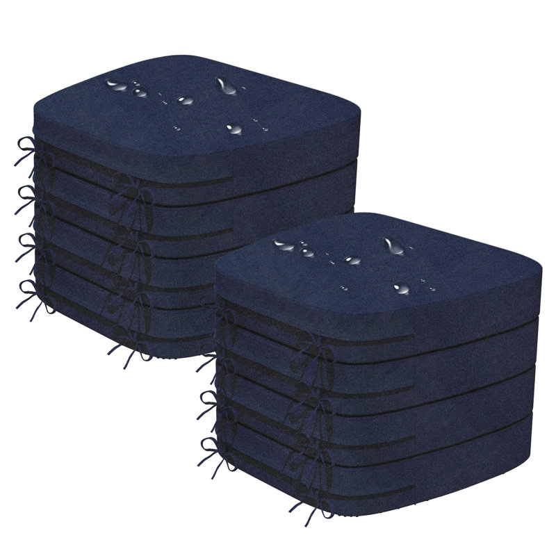 Indoor 2.5'' Thick Chair Cushions Waterproof For Dining Chairs, Blue, 8