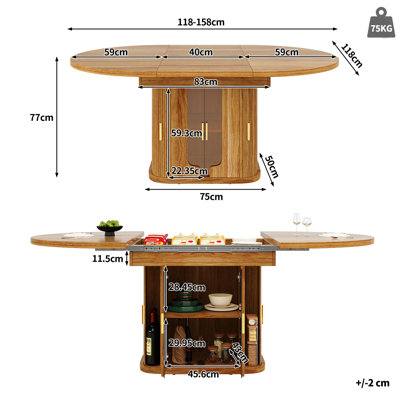 Extendable Dining Table with Glass Base