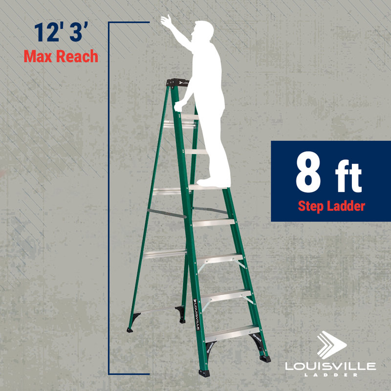 Échelle Louisville, 8 pi, escabeau en fibre de verre, type Ii, capacité de charge de 225 lb, Fs4008