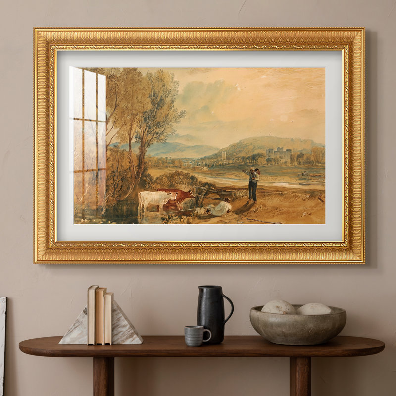 Château de Lulworth, Dorset, vers 1820 - J.M.W. Turner - Estampe encadrée sur mesure, 16x22 INNER SIZE, Framed Print with Mat