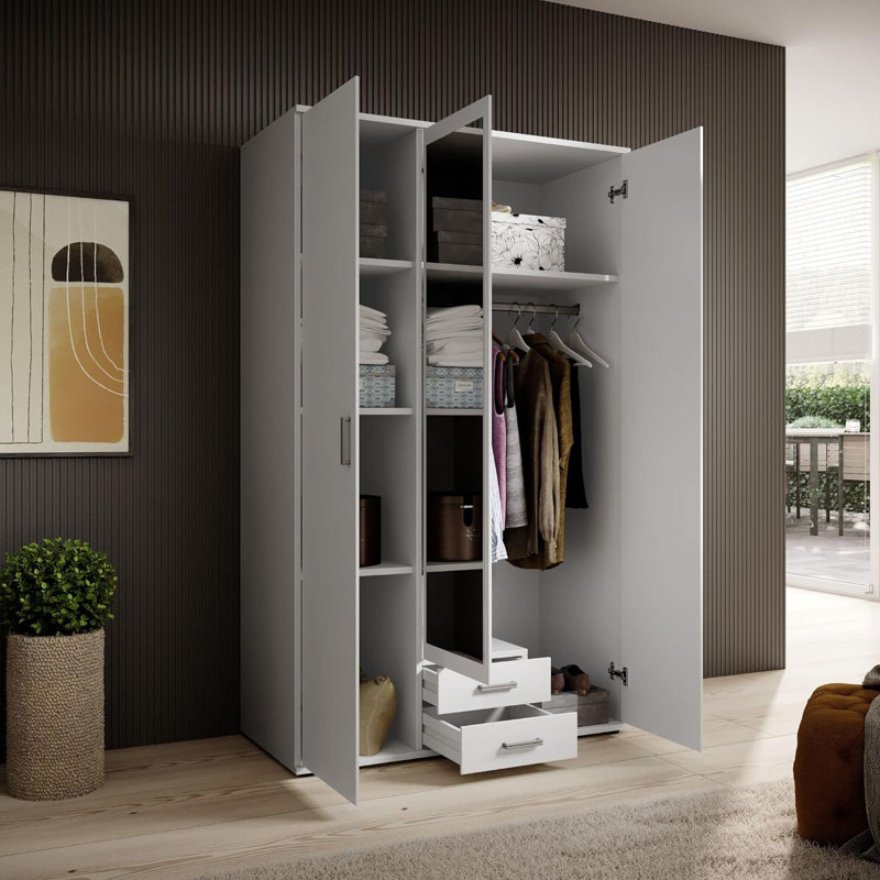 Qirat Manufactured Wood Wardrobe, White Matt