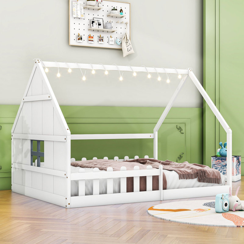 Lit double en bois, Blanc