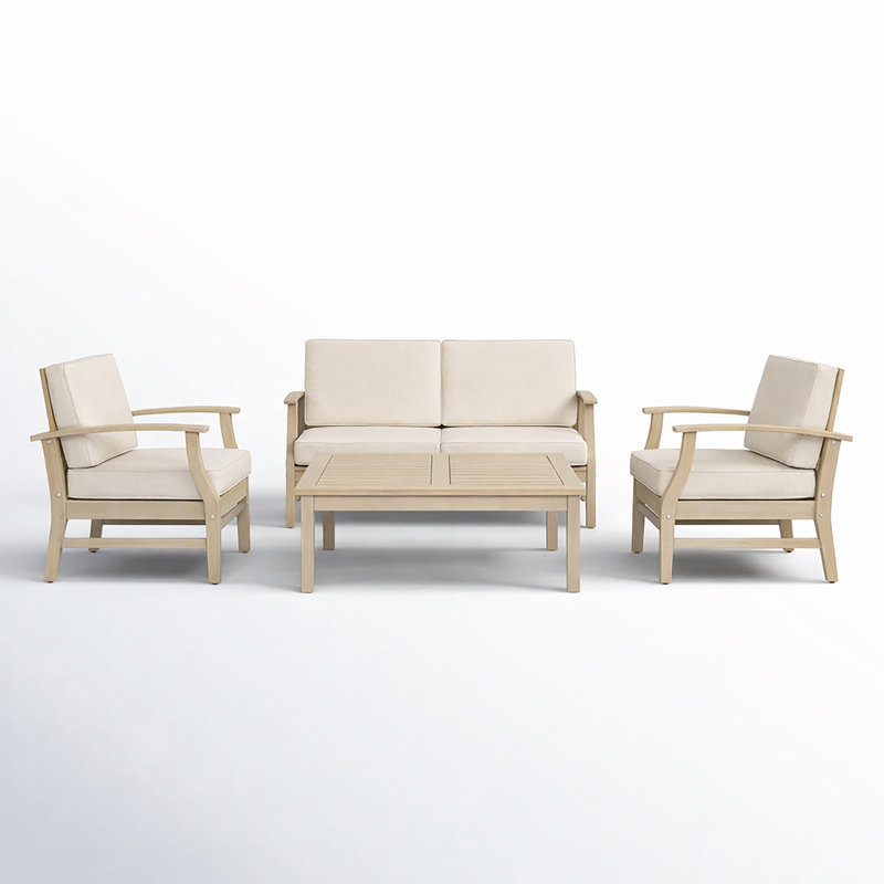 Theodore Acacia 4 - Person Patio Conversation Set with Cushions, Sand