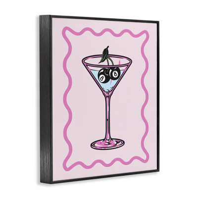 «Eight Ball Olive Martini», art de la giclée encadrée par House of Lulu