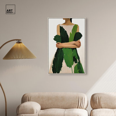 «Leaf Leaf», impression sur toile Coastal Glam Decor par Art Remedy, cadre argenté, 24 x 36