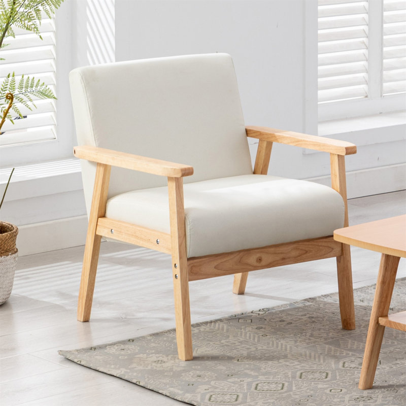 Chaise en tissu beige 25 po Bahamas, Natural Wood