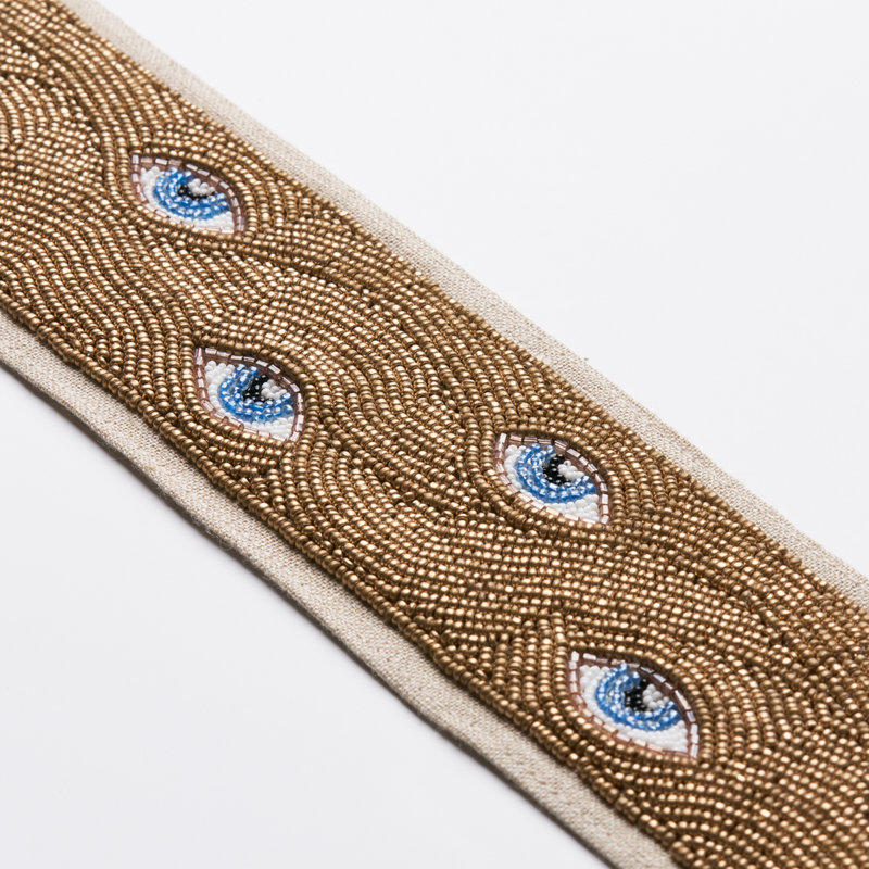 Tissu perlé Mind's Eye, Bleu/doré