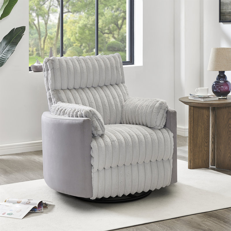 Fauteuil inclinable manuel en velours côtelé Bocaton, Gris