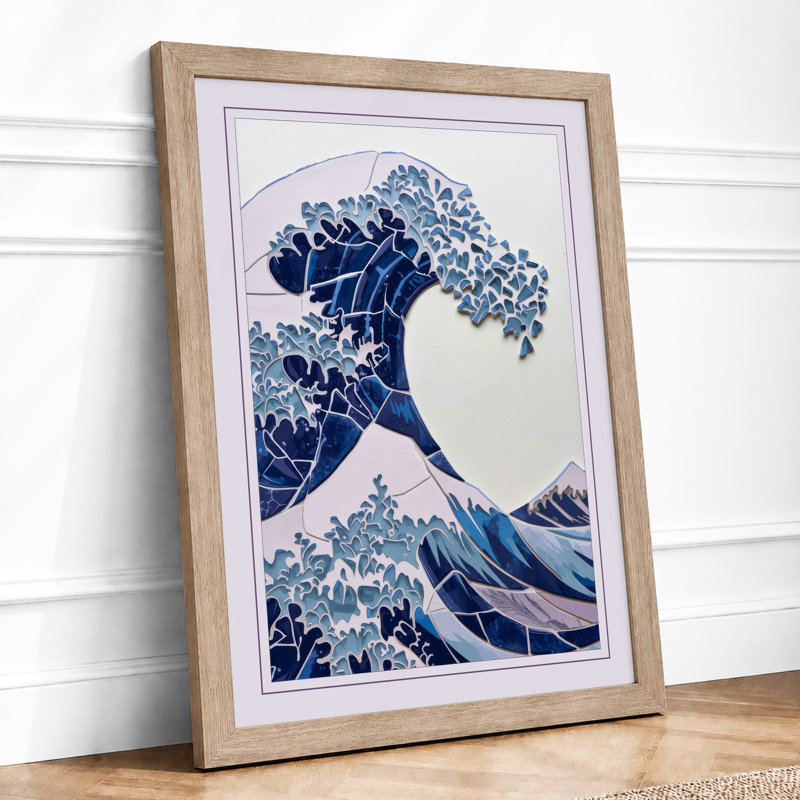 The Great Wave Japandi - Print, A1 - 84.1 x 59.4 cm, Oak