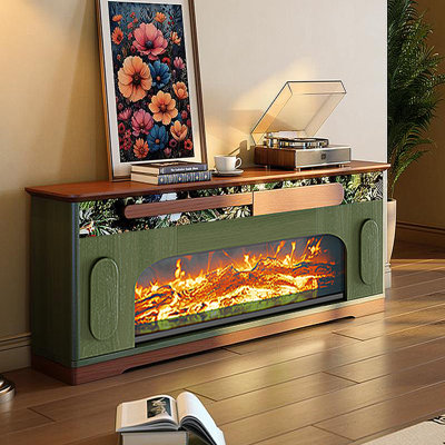 French Vintage Electric Fireplace TV Stand