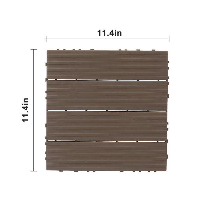 Carnet Plastic Interlocking Deck Tile, 29cm W x 29cm L, Light Coffee