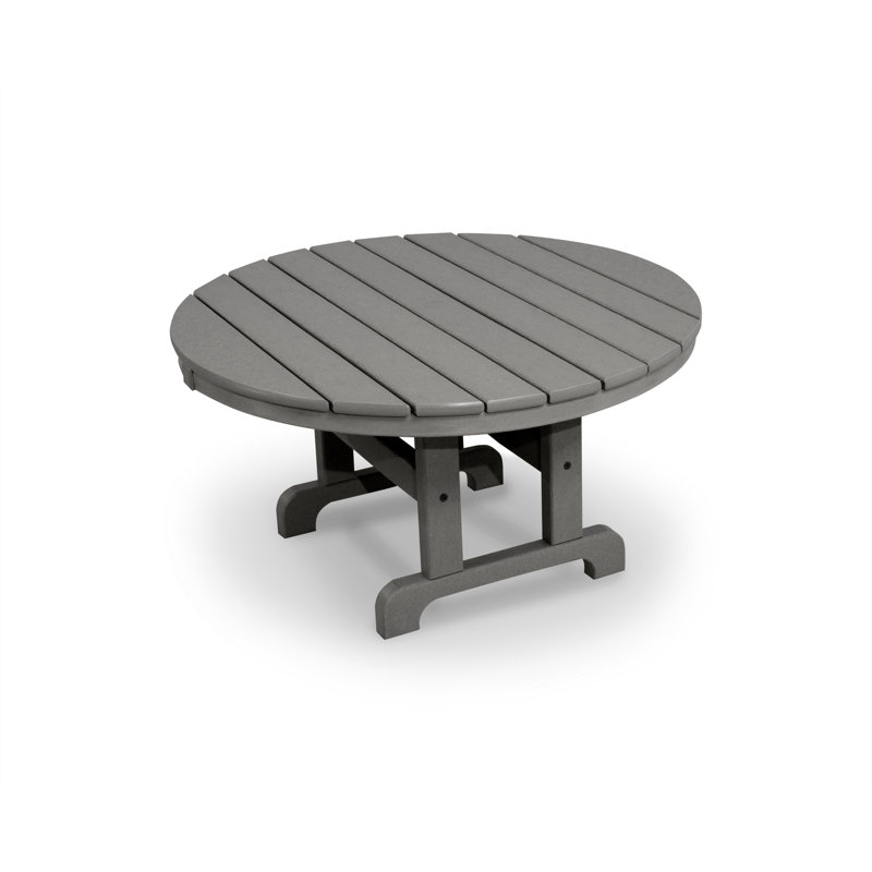 POLYWOOD Round Conversation Table, Slate Gray, 35.13"