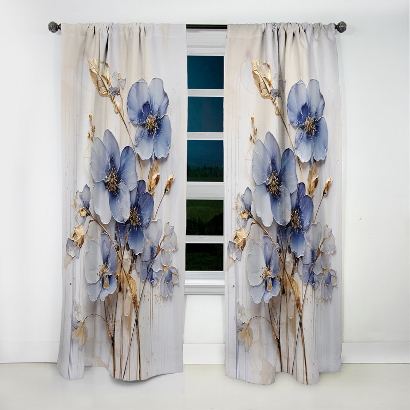 Bilton - Rideau Violets - Rideau occultant à motif floral - 1 panneau, L 52 po x L 120 po