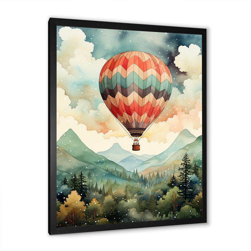 Charme classique de montgolfière - salon d'art mural en montgolfière, Cadre photo noir, H 32 po x l 16 po x P 1 po