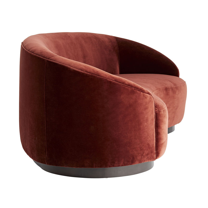 Turner Small Sofa Paprika Velvet, Red Velvet, Dark Walnut, 28"H x 84"W x 36"D