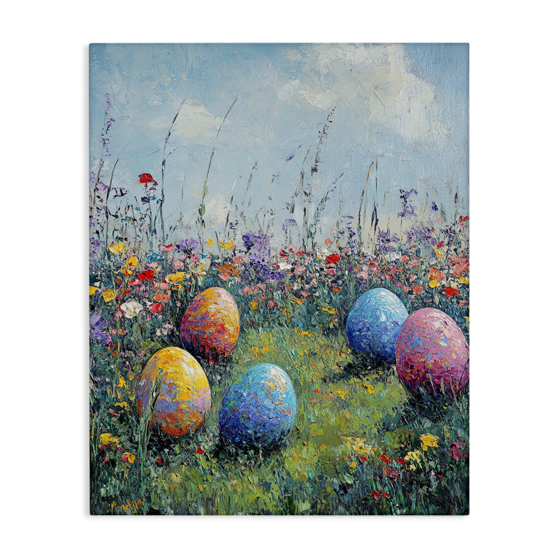 «Vibrant Egg Hunt», art mural sur toile, par Franklyn Gregory, H 16 po x l 20 po