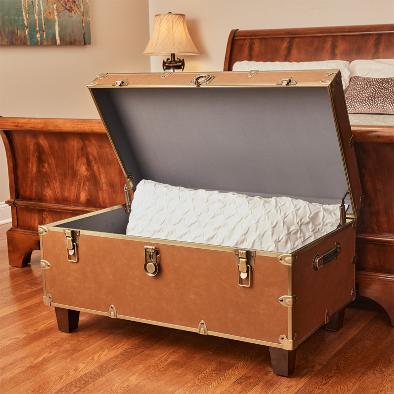 RHINO LUXURY FAUX LEATHER END OF BED TRUNK - BUNN FEET, Cognac