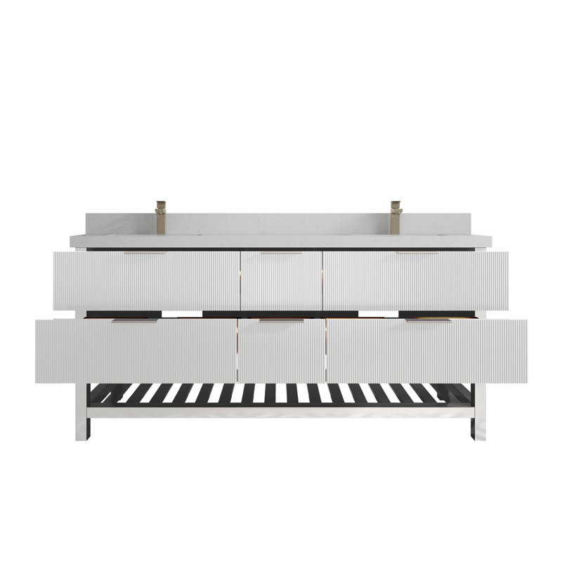 Meuble-lavabo double 72 po avec plateau en quartz Catalina