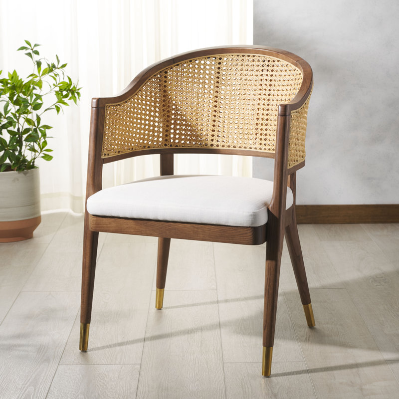 Arm Linen Chair, Walnut/Gold