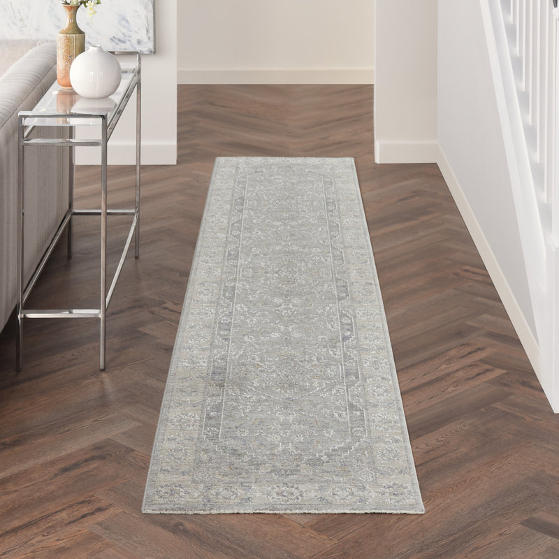 Tapis traditionnel gris Ryann, Tapis de couloir 2 pi 3 po x 10 pi 2 po