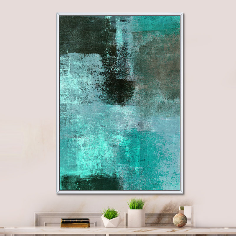 «Turquoise Meets Brown Abstract Art», reproduction d'art moderne et contemporaine sur toile, H 12 po x l 8 po x P 1 po