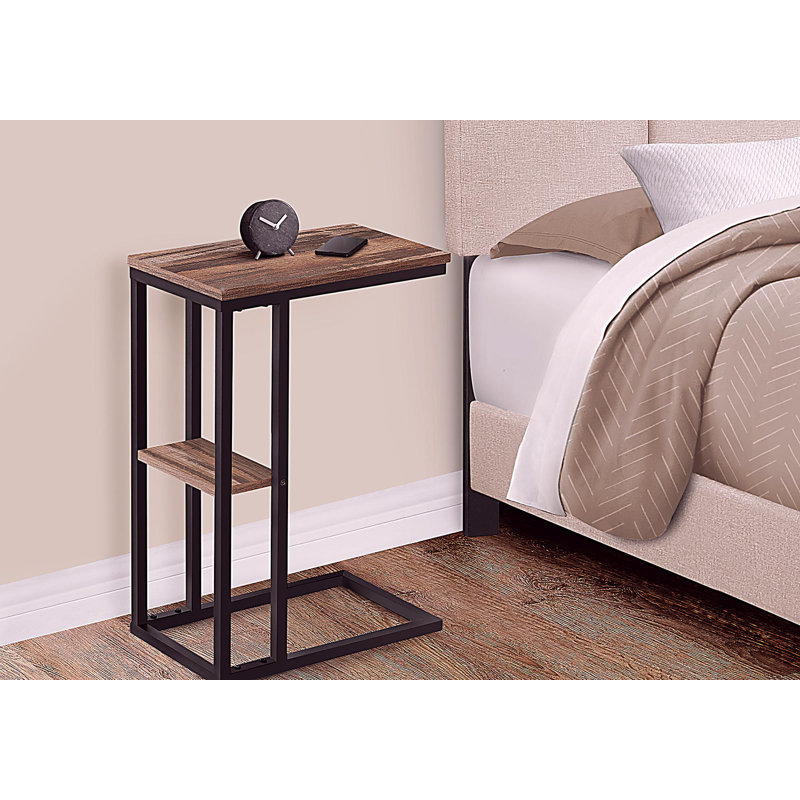 Table d'appoint, en forme de C, bout, côté, collation, salon, chambre à coucher, métal, stratifié, Taupe foncé