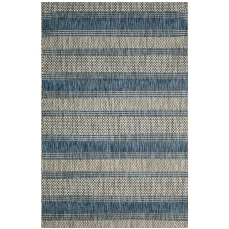 Johana Looped Grey/Navy Indoor/Outdoor Rug, Rectangle 201 x 290 cm