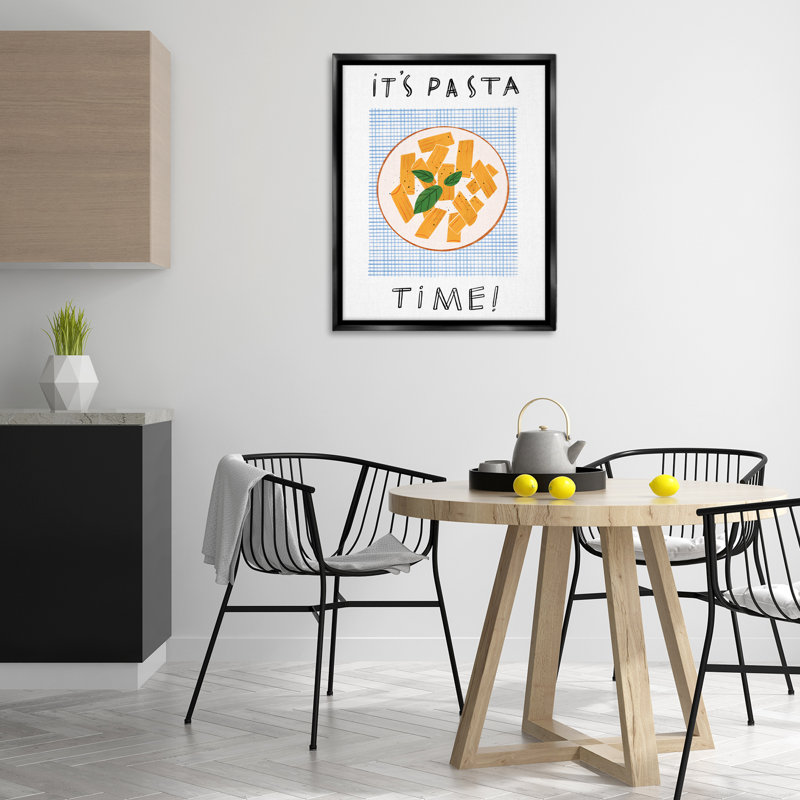  Pasta Time Phrase Canvas Wall Art by Marina Astudillo, H 31 po x l 25 po, Cadre flottant noir de jais