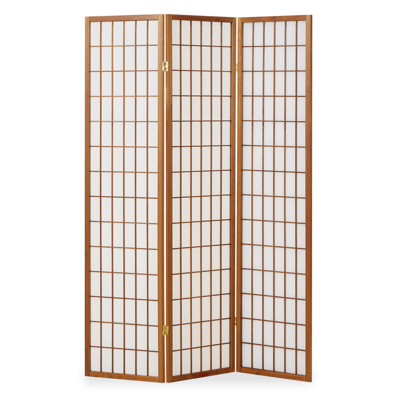 Room Divider Sawtelle Screen Partition Shoji Room Divider Wood, 3 panels, White/Tan