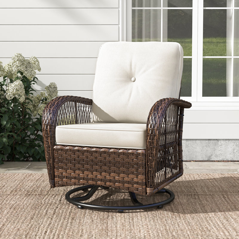 Tucci 5-Piece Swivel Rocking Patio Seating Group with Cushions, Brown