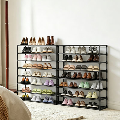 Ensemble de 2 étagères à chaussures à 8 niveaux détachables, grande capacité pouvant contenir 64 paires de range-chaussures d'entrée