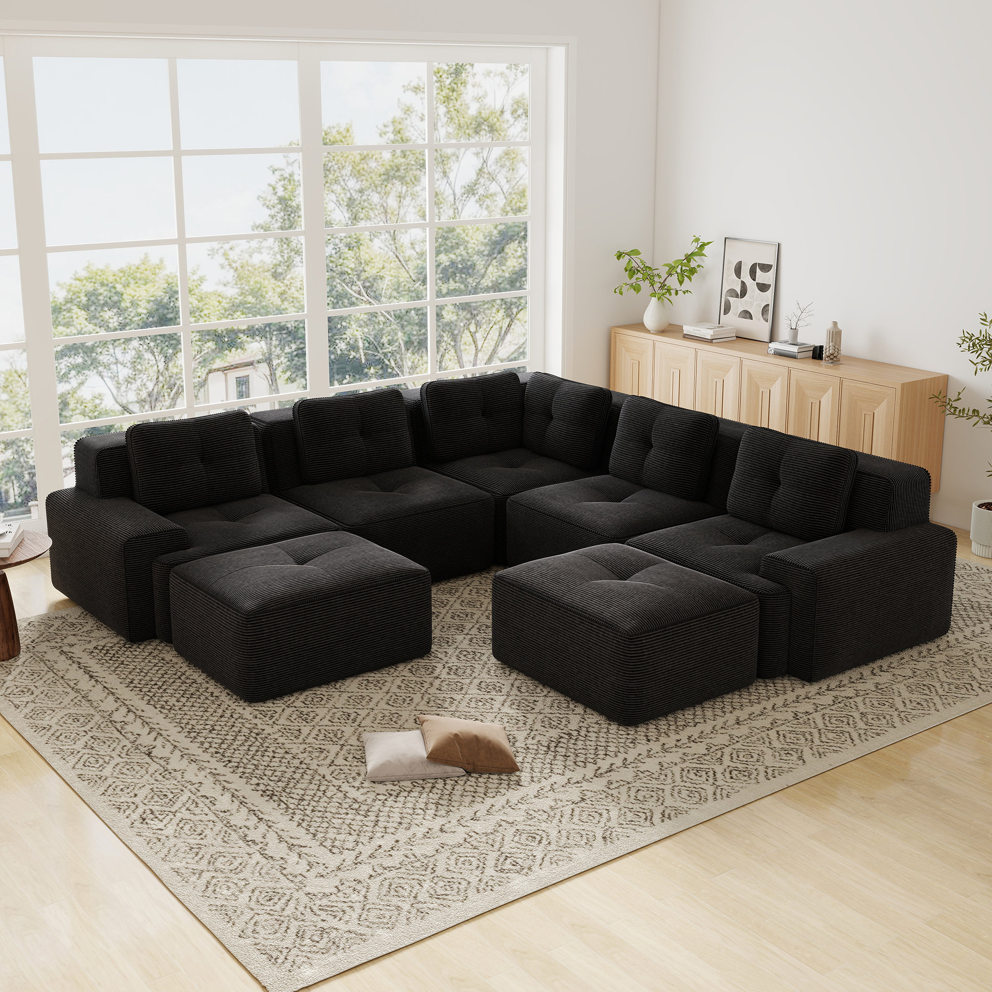 Latitude Run® Modular Sectional Sofa Corduroy Corner Couch With 5 ...
