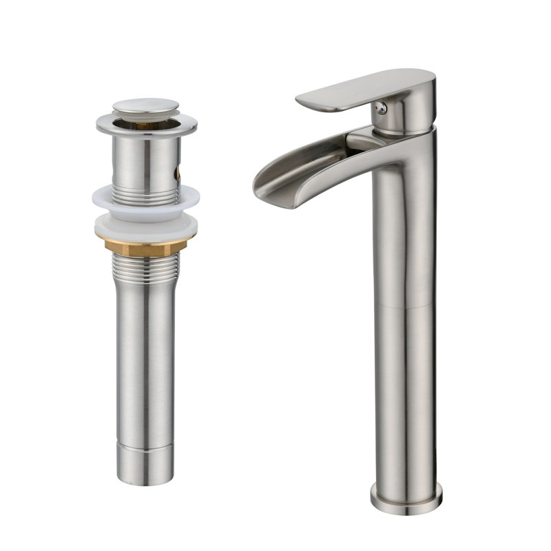 Single-Hole Single-handle Bathroom Faucet with Drain Assembly, Brushed Nickel