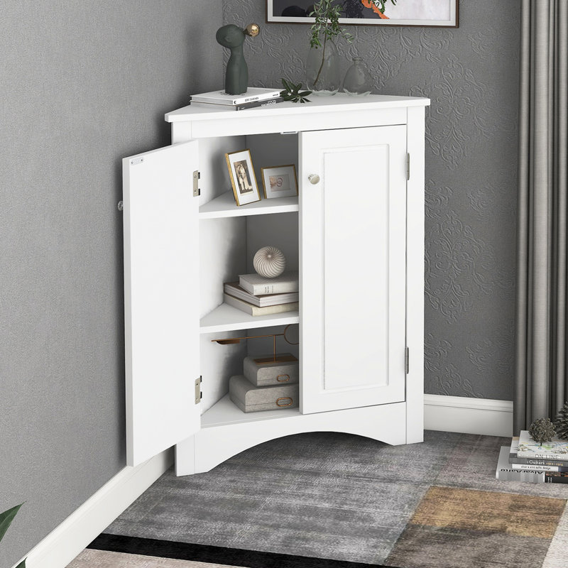 Armoire de rangement blanche triangulaire avec tablettes pratiques réglables pour plancher à usage domestique - Conforme aux exigences en matière de décoration
