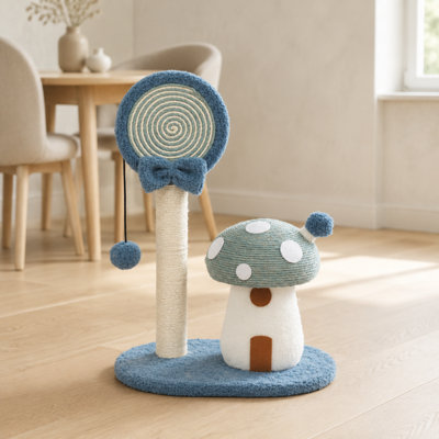 Centre d'activités à griffer pour chat avec sucette et champignon
