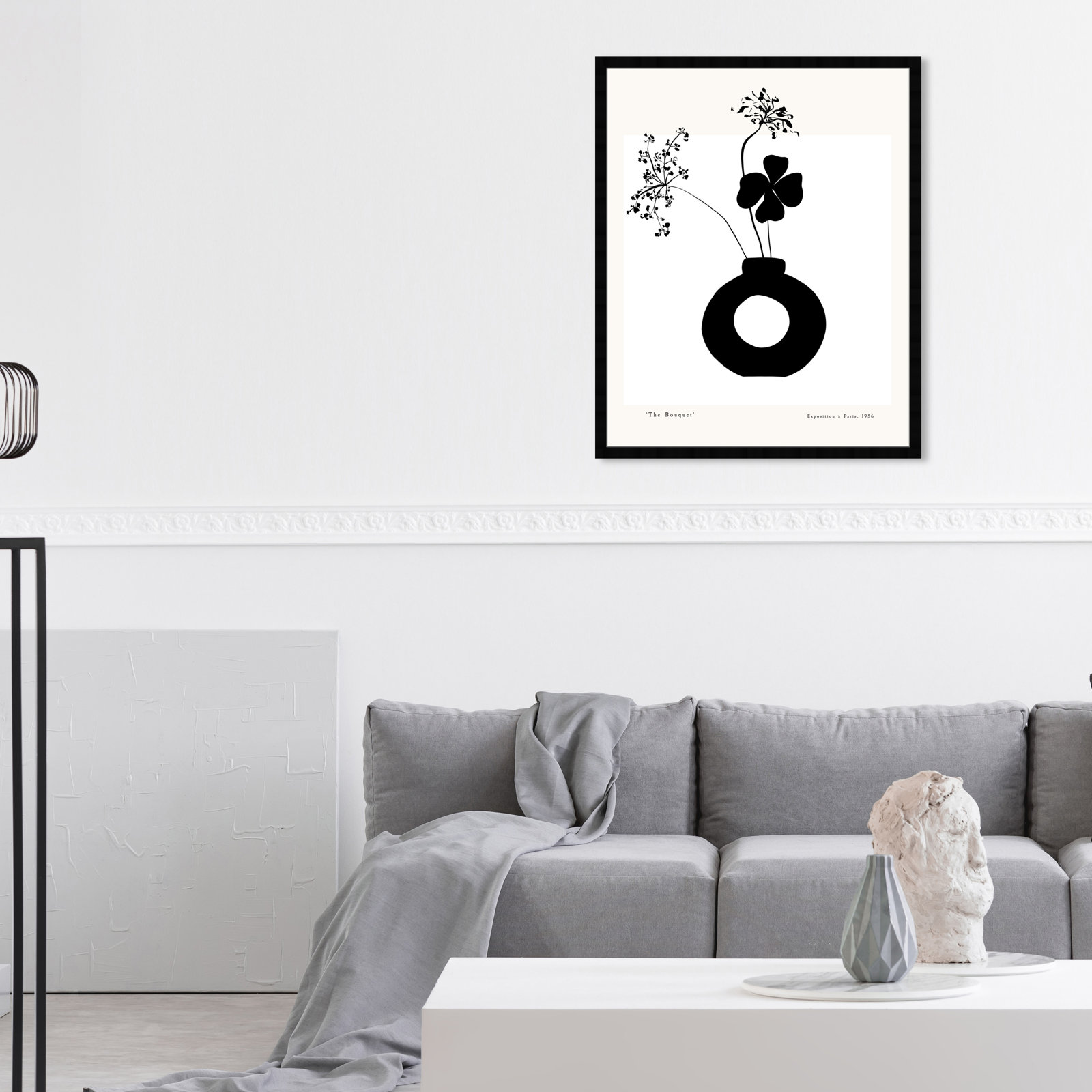 Black And White Flower In A Vase by Oliver Gal, Black, 38" H x 32" W