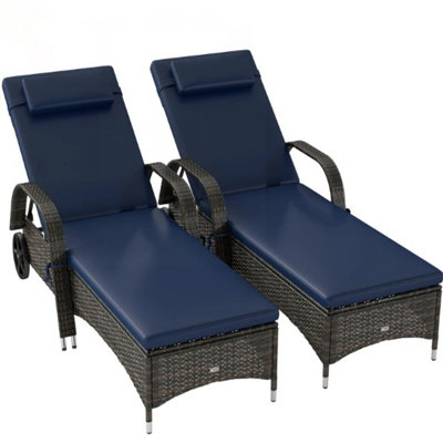 Reclining Outdoor Chaise Lounge Chairs With Cushions, Wheels, And Adjustable Backrest For Ultimate Poolside Comfort