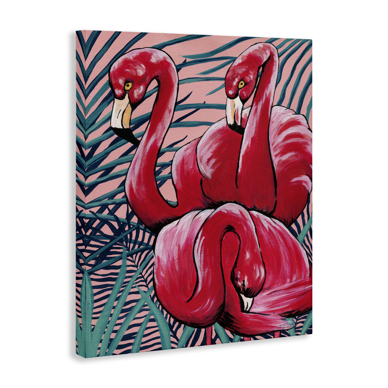  Art mural sur toile "Flamants tropicaux" par Yvette St. Amant, H 20 po x l 16 po