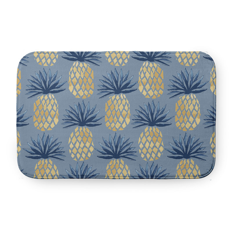 Tapis de bain Pineapple, L 17 po x L 24 po, Bleu