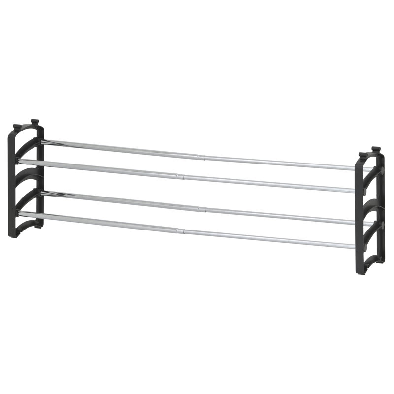 Black and Silver 4-Tier Expandable Stackable Shoe Rack