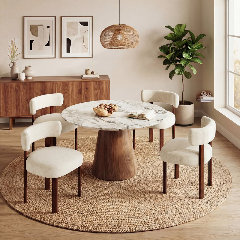 48.5cm H Upholstered Upholstered Back Side Chair, Oatmeal Fabric