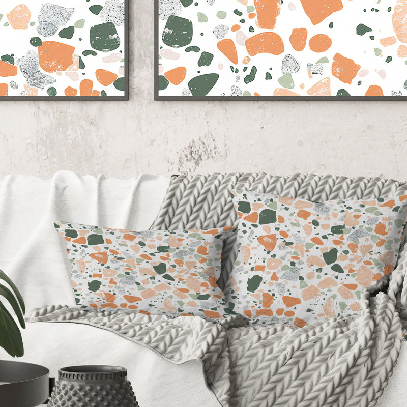 Coussin Peach Green Tiles I - Tiles, H 18 po x l 18 po