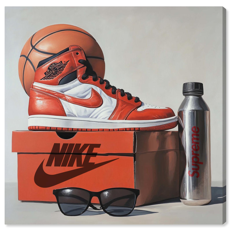 Art mural Basketball, H 20 po x l 20 po, Toile tendue